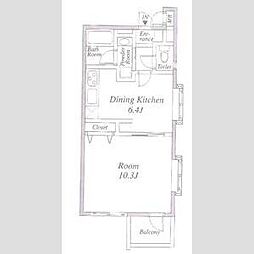 ルート四谷三丁目 1DKの間取図画像