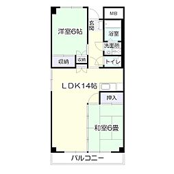 サンライフ高嶺 2LDKの間取図画像