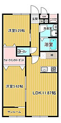 ヴァンクール 2LDKの間取図画像