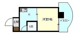 ハイネス江波 1Kの間取図画像