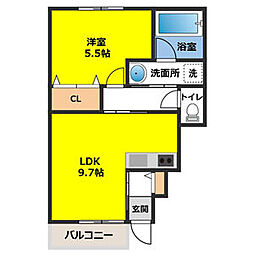エスティーズ 1LDKの間取図画像
