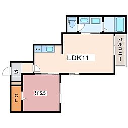 VillaCREST 1LDKの間取図画像