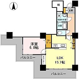 品川シーサイドビュータワー1 1LDKの間取図画像
