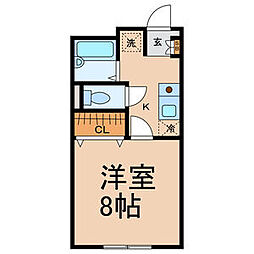 アパート若葉 1Kの間取図画像