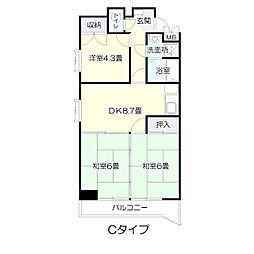 パレス上杉 3DKの間取図画像