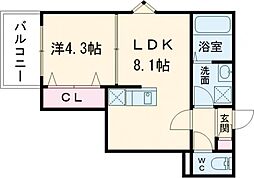 ジーメゾン拝島 1LDKの間取図画像
