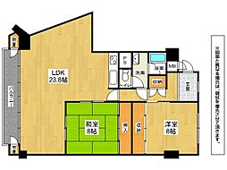 チュリス小倉 2LDKの間取図画像