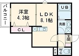 ジーメゾン拝島 1LDKの間取図画像