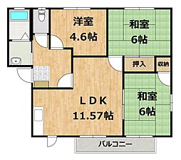 ヴィラ春日西B 3LDKの間取図画像