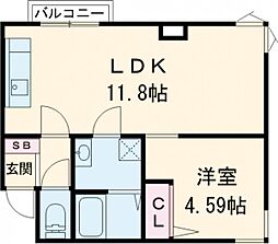 ハクエーマンション 1LDKの間取図画像