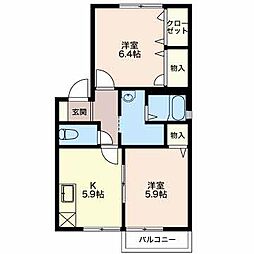 サンパークB 2Kの間取図画像