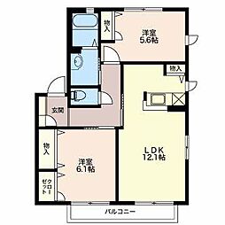 カジュアルスクエア2号館 2LDKの間取図画像
