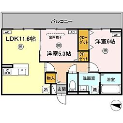 シャルマン12 2LDKの間取図画像