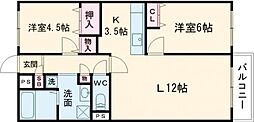 Jステージ拓勇 2LDKの間取図画像