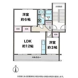 東高森団地16号棟 2LDKの間取図画像