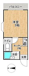 エルモスリバーサイド 1Kの間取図画像