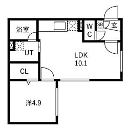 札幌市西区二十四軒三条5丁目マンション 1LDKの間取図画像
