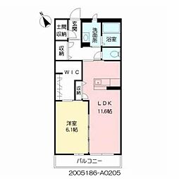 リラフォート北山 1LDKの間取図画像