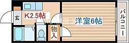 エクセランス・ド・花京院 1Kの間取図画像
