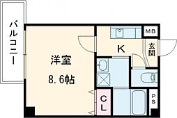 アヴェーレ早苗 1Kの間取図画像