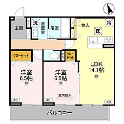 Bord du Lac Soeri ボーデュラックソエリ 2LDKの間取図画像