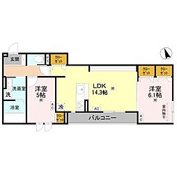 Bord du Lac Soeri ボーデュラックソエリ 2LDKの間取図画像