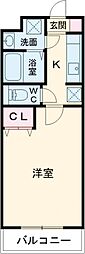 ハミング愛野 1Kの間取図画像