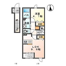 仮)白河中山下アパートA 1LDKの間取図画像