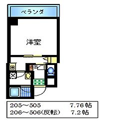 ランブラス川端丸太町 1Kの間取図画像
