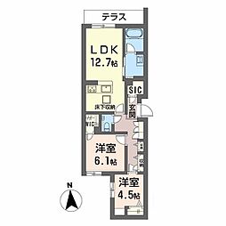 メゾン ボヌール 2LDKの間取図画像