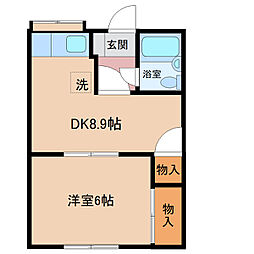 プラザドゥサン 1DKの間取図画像