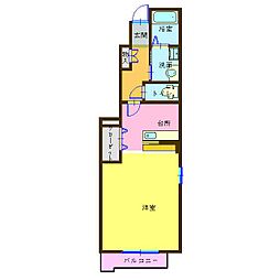 フリーデ土居の内 1Kの間取図画像