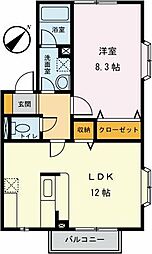 ドミール多摩境H 1LDKの間取図画像