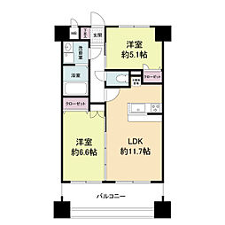 グランパーク天神 2LDKの間取図画像
