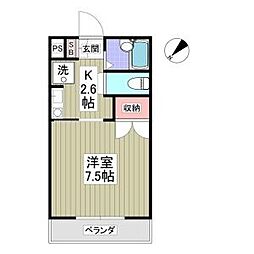シャトー一の沢 1Kの間取図画像