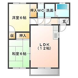 ドリームコーポイン山下 2LDKの間取図画像