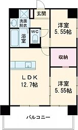 KSK南小倉コアプレイス 2LDKの間取図画像