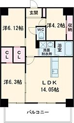 KSK南小倉コアプレイス 3LDKの間取図画像