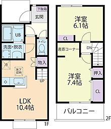 トス-若松 C 2LDKの間取図画像