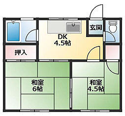 五十嵐アパート 2DKの間取図画像