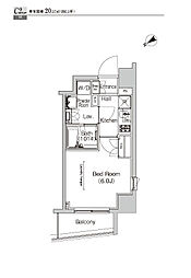 プラウドフラット門前仲町4 1Kの間取図画像