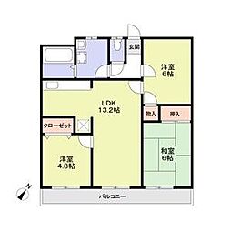 レジデンスミズオ21 3LDKの間取図画像