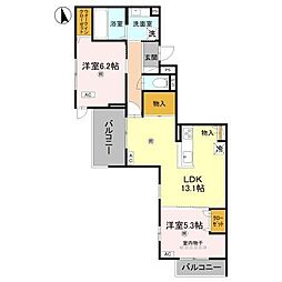 NIGAWA RESIDENCE2 2LDKの間取図画像