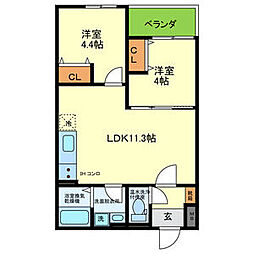レジーナ本町 2LDKの間取図画像