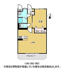 カメリア咲田 1LDKの間取図画像