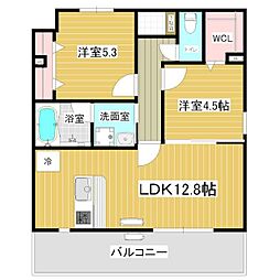 フロンティアTACHIBANAII 2LDKの間取図画像