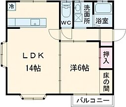 セゾンテルヌマNo.5 1LDKの間取図画像