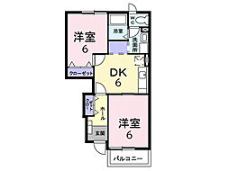 プロムナードB 2DKの間取図画像