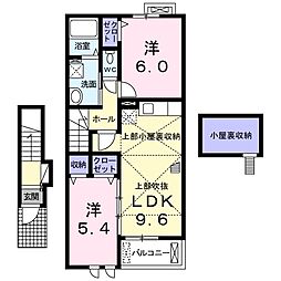 サンライトヒルズE 2LDKの間取図画像