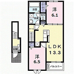 シェ・ミライク五反田 2LDKの間取図画像